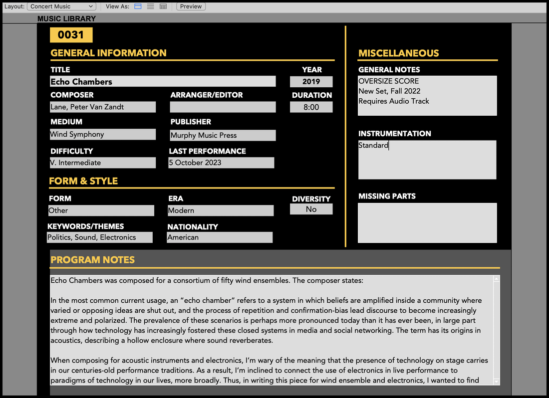Band Library Database